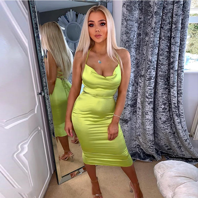 Платье Parthea женское атласное с воротником хомутом пикантное элегантное вечернее