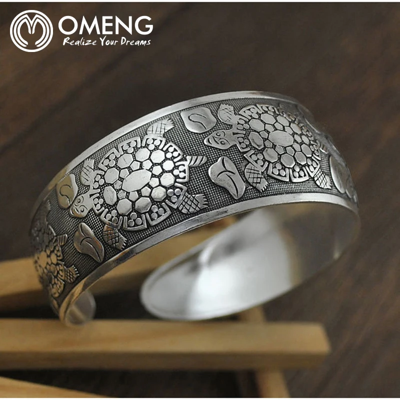 Omeng Новый tibetanturtle в форме Браслеты Античная Посеребренная Для женщин манжеты