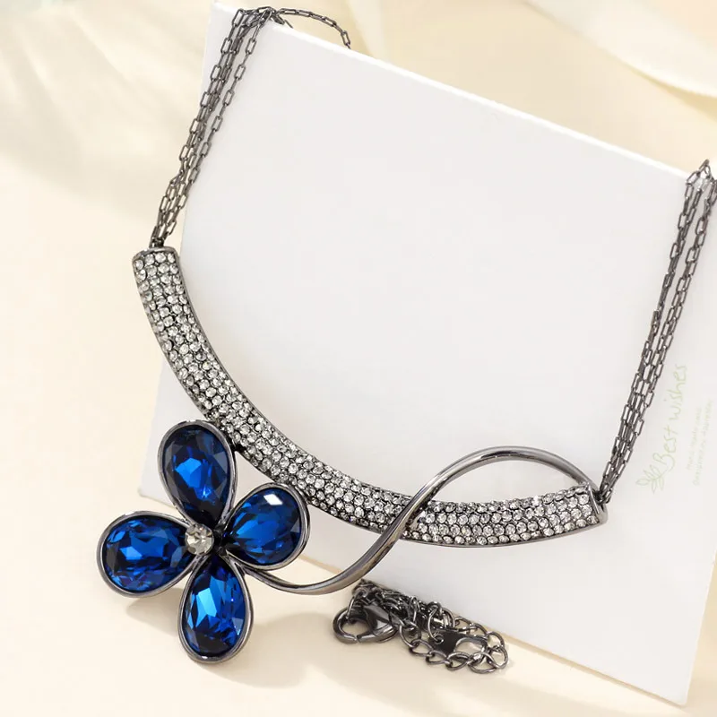 Neoglory Auden Rhinestone Chain Necklaces Pendants for Women Fashion Flower Jewelry 2020 New Brand JS3 Flo-b QC4 | Украшения и