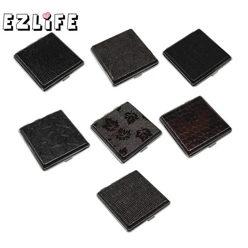 EZLIFE 1 шт. горячий искусственная кожа металлический каркас черный чехол для хранения сигарет контейнер для зажигалки случайный цвет