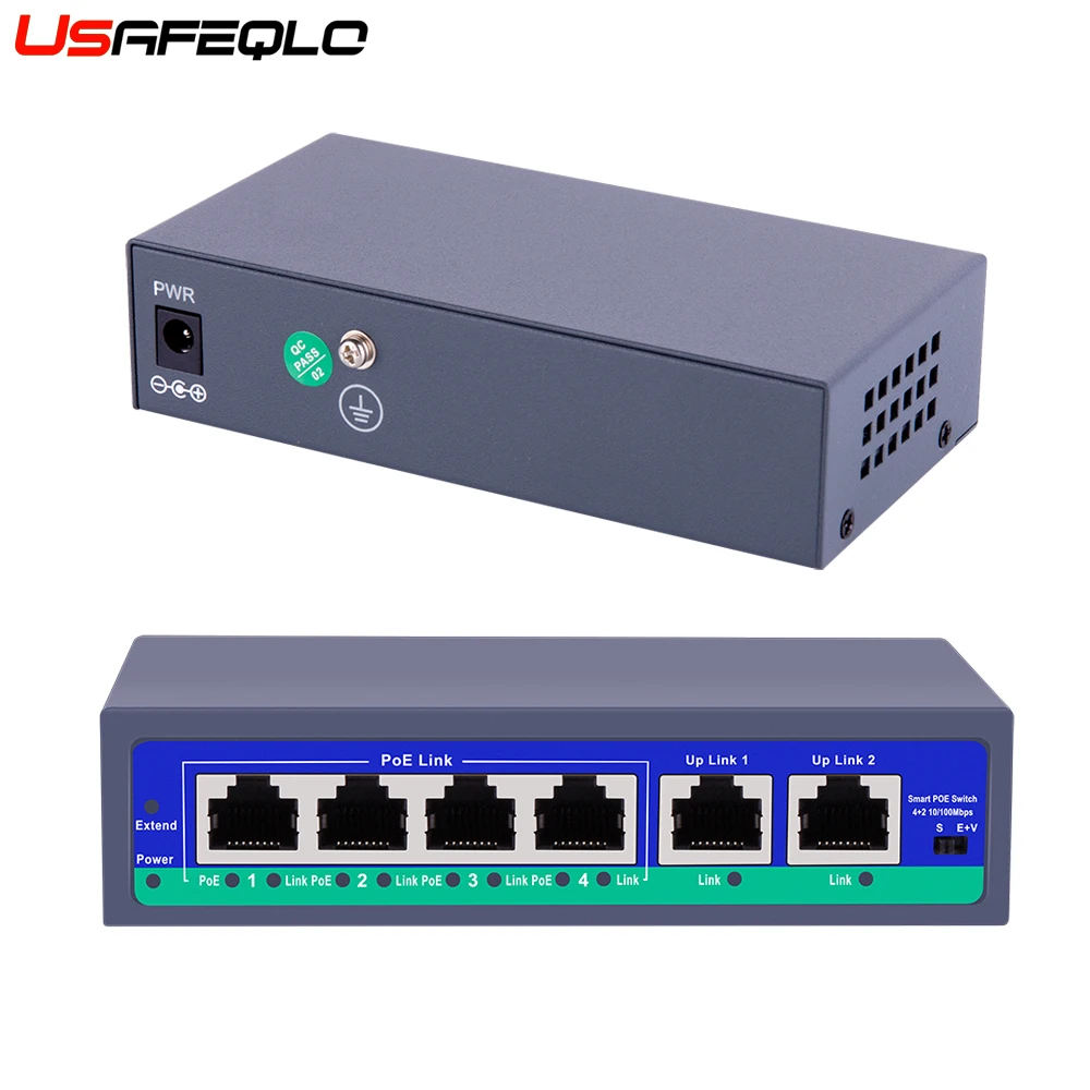 6 портов 10/100 Мбит/с 4 POE порта и 2 Uplink адаптер питания через Ethernet коммутатор|Коробки