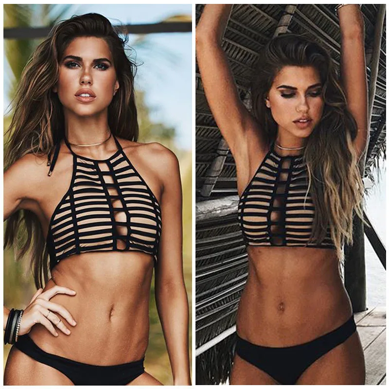 Ажурный клетчатый комплект бикини сексуальный женский бюстгальтер пуш ап с