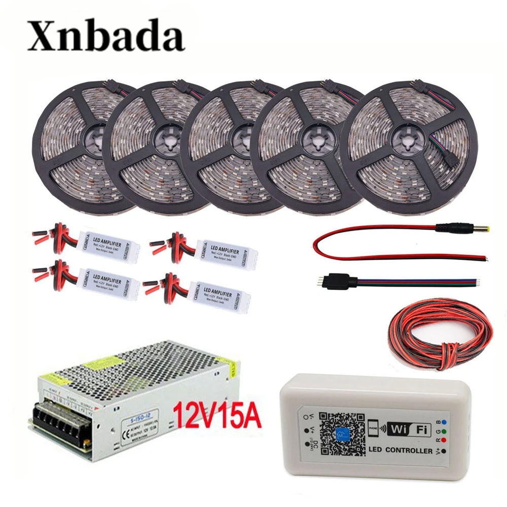 Набор светодиодных лент RGB 5 м 25 5050 SMD Led Гибкий свет 30led/M DC12V + WIFi 373 контроллер