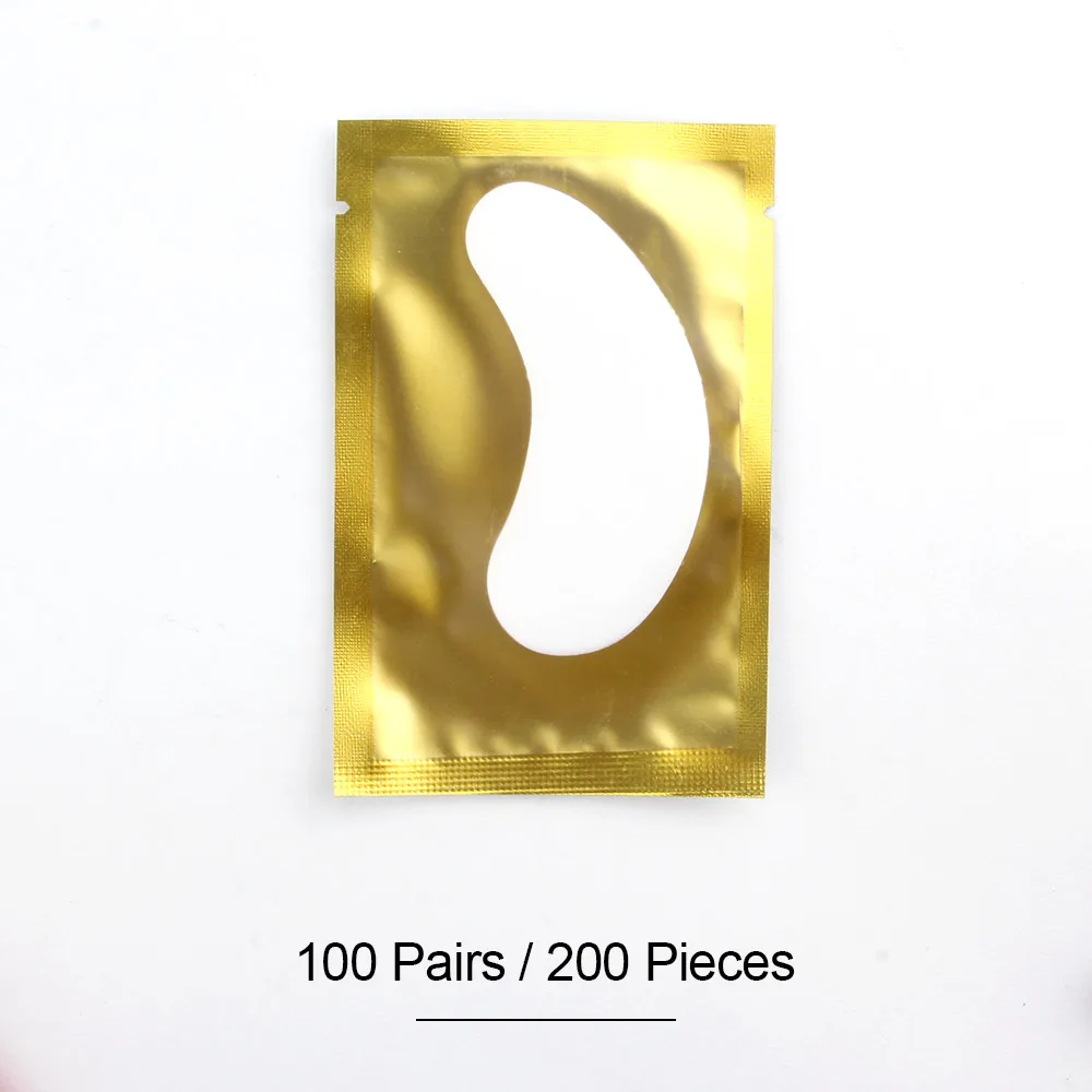 100 Pcs Gold 100 пар бумажных пластырей для наращивания ресниц, прививочные наклейки для глаз, накладки под глаза, макияж, патчи для глаз, косметические инструменты - Длина: 100 Pcs Gold
