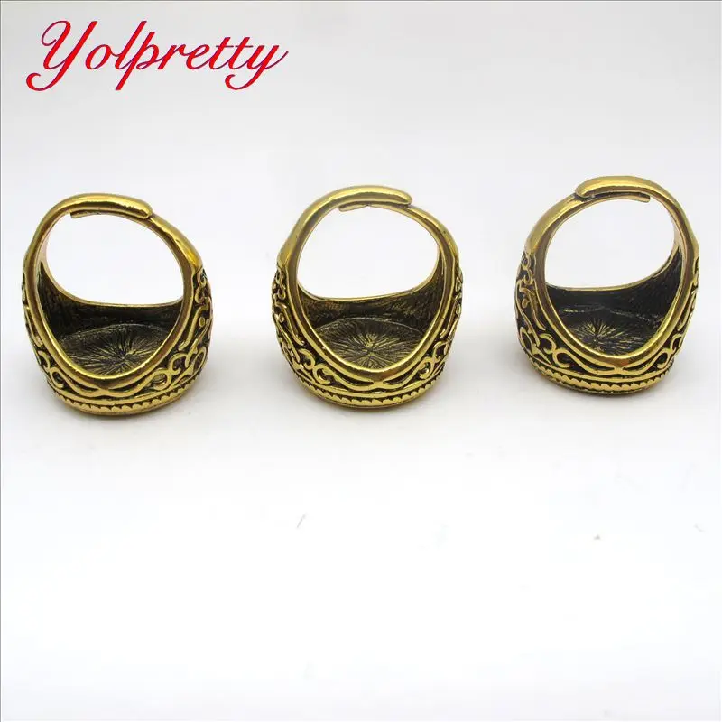 Yolprtty Originality wholesale 1pcs 16mm Zinc Aiioy Retro Gemstone Ring Adjustable setting findings | Украшения и аксессуары