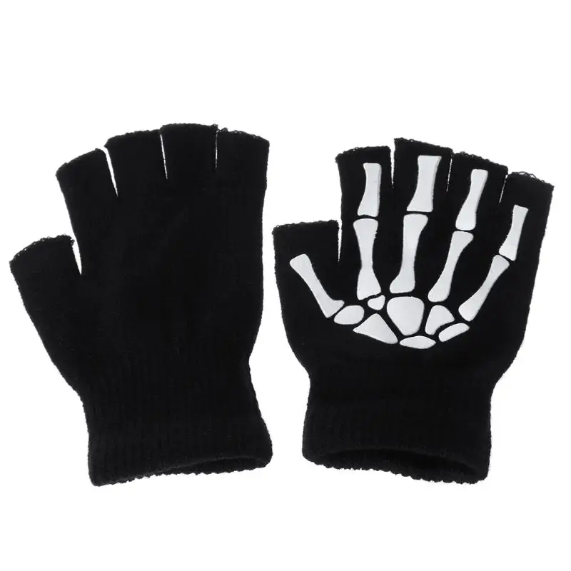 

Cycling Gloves Kids Outdoor Sports Bicycle Half Finger Skeleton Soft Protective