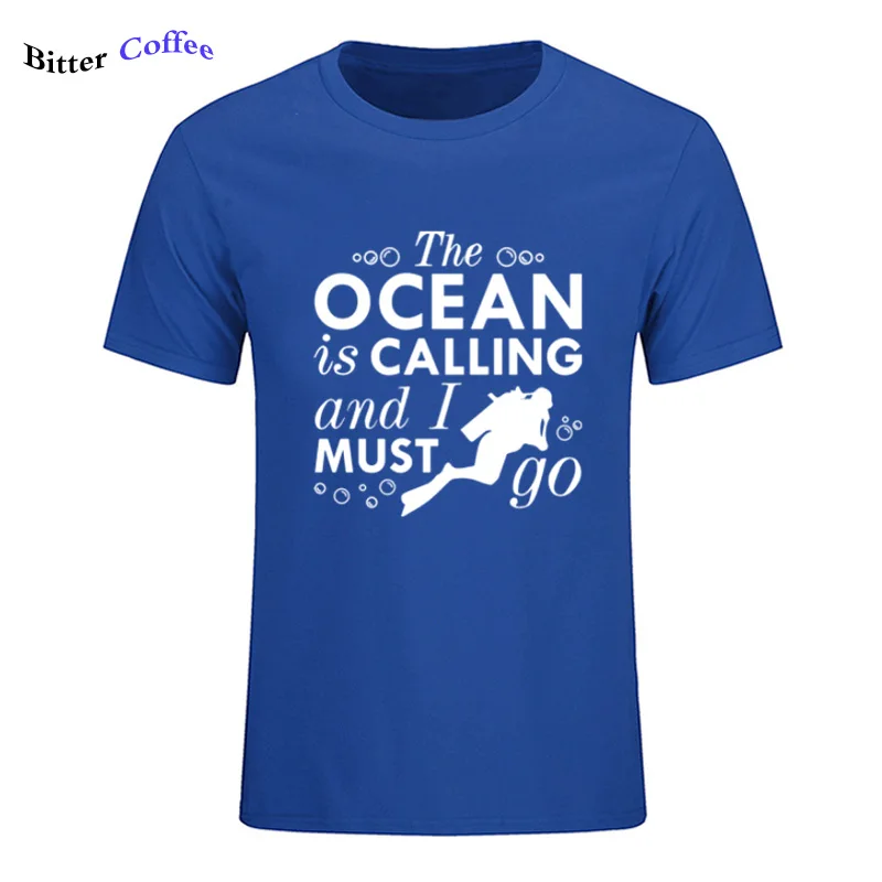 Мужская футболка с коротким рукавом Humor The Ocean Is call and I Must Go забавная аквалангом