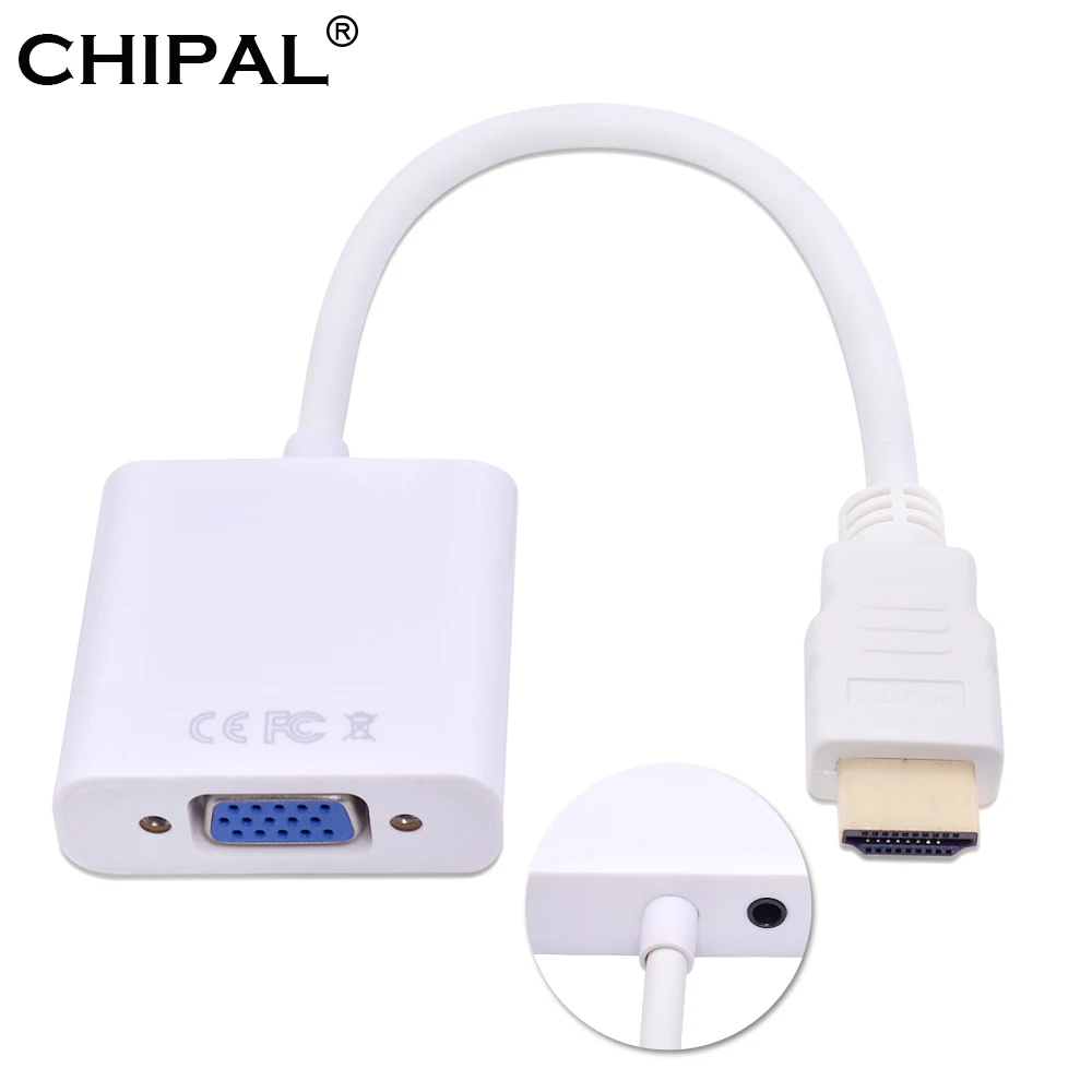 CHIPAL 10 шт. HDMI в VGA с аудиокабелем преобразователя для ПК ноутбука настольного