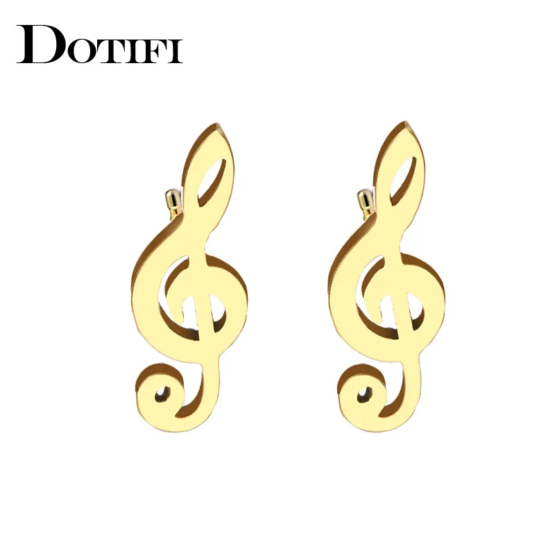 

DOTIFI Stainless Steel Stud Earring For Women Man Music Gold Color Lover's Engagement Jewelry Drop Shipping