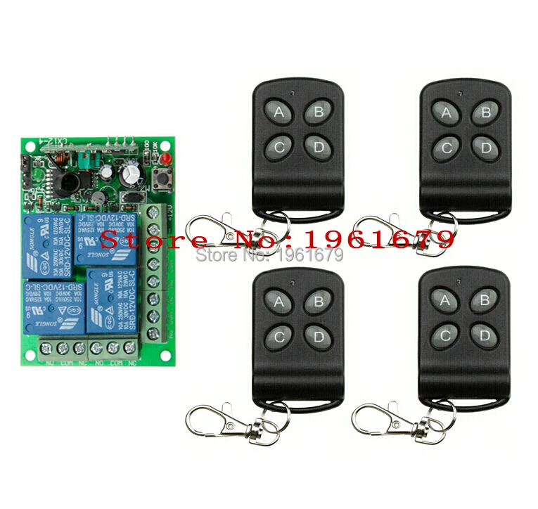 Беспроводной Радиочастотный пульт дистанционного управления 12 В 10 А 4 канала 1