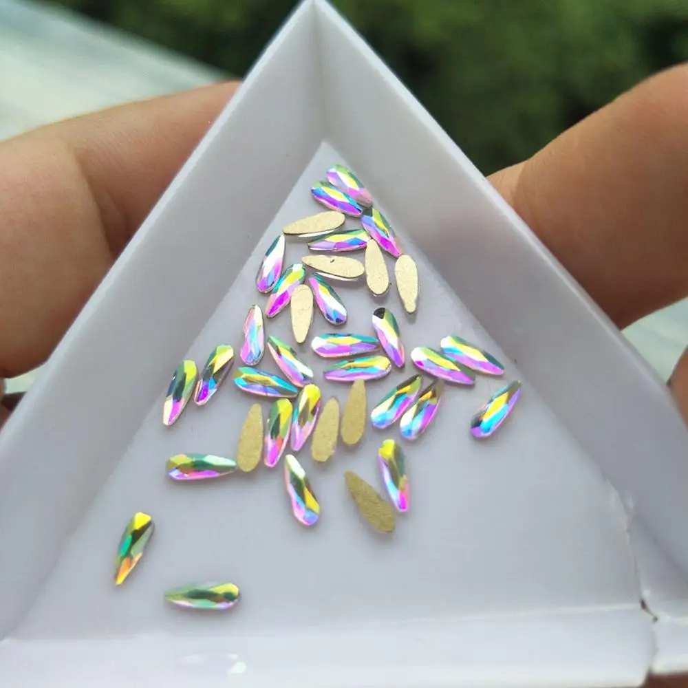 2X6 AB 20 шт кристаллы для ногтей, драгоценные камни, Стразы для ногтей, 3D дизайн ногтей, украшения, плоские с оборота, стеклянные стразы, камень, ювелирные изделия, AB бриллианты, сделай сам - Цвет: 2X6 AB