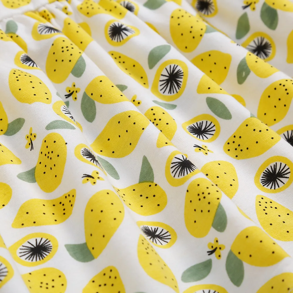 Детская одежда для девочек lemon печати платье с длинными рукавами Повседневные