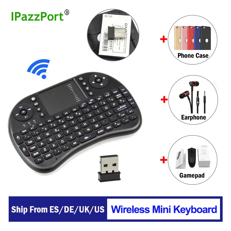 Ipazzport 2 4G Беспроводной Клавиатура Мышь тачпад ручной QWERTY игровой мини клавиатура