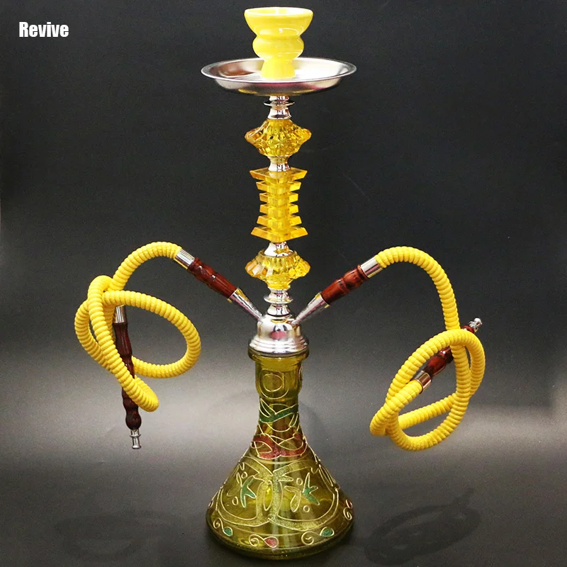

Revive Glass Base Hookah Yellow Shisha Chicha Complete Set 51cm Narguile Nargile Smoking Water Pipe Ceramic Bowl Head Gift