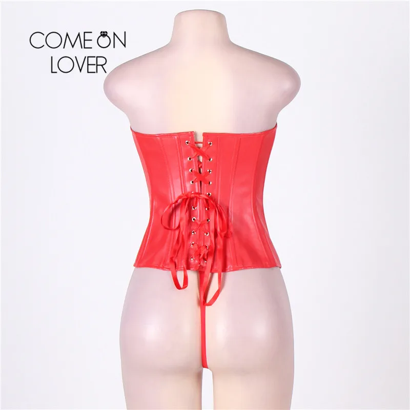 Comeonlover Overbust красное сексуальное женское корсетное белье кожаный корсет женский