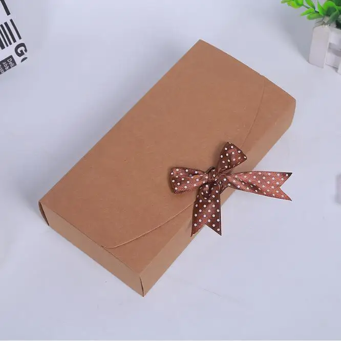 Новое поступление Подарочная коробка из коричневой бумаги с лентой картонные