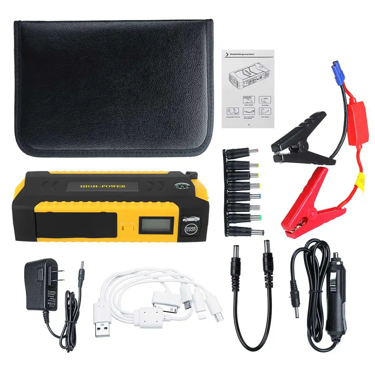 Yellow2 (US Plug) Портативный 82800mAh 4USB 12V 600A светодиодный стартер для автомобиля аварийное зарядное устройство аккумулятор внешний аккумулятор автомобильный усилитель пусковое устройство - Цвет: Yellow2 (US Plug)