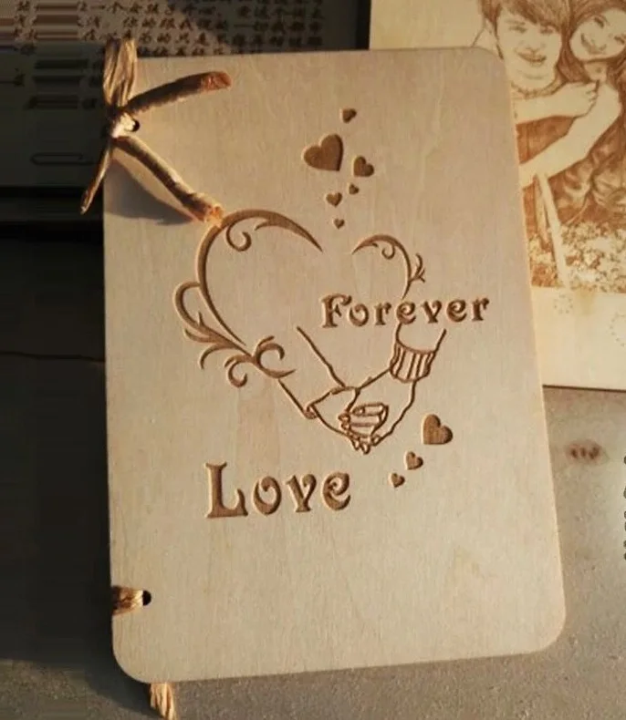 Бесплатная доставка 1 шт. открытка на день рождения с деревянной надписью заказ