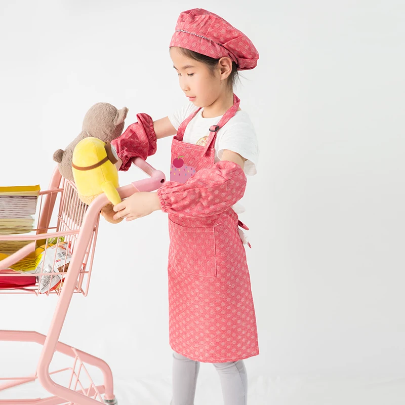 Детский Маленький фартук комплект дышащих рукавов для детского сада печать