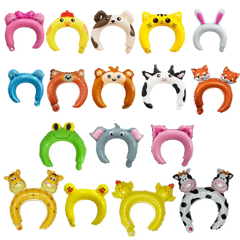 6 шт. сделай сам мини-Воздушные шары из фольги с животными повязка на голову