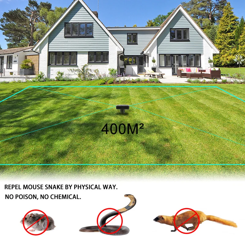 

4Pcs Solar Light Lamp Power Energy Farm Mouse Gopher Snake Rodent Repeller Sound Wave Sonic Outdoor Yard Garden Lawn