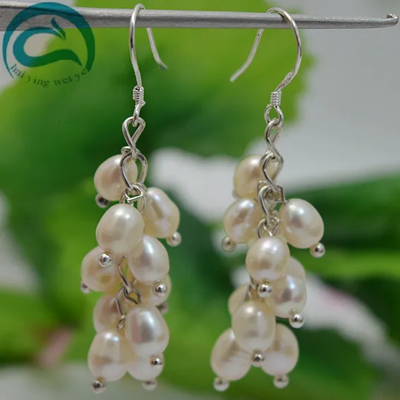 

2018 Fashion White Natural Freshwater Pearl Drop Earrings Hot Selling 925 Sterling Silver Jewelry Natural Pearl Fine Earrings