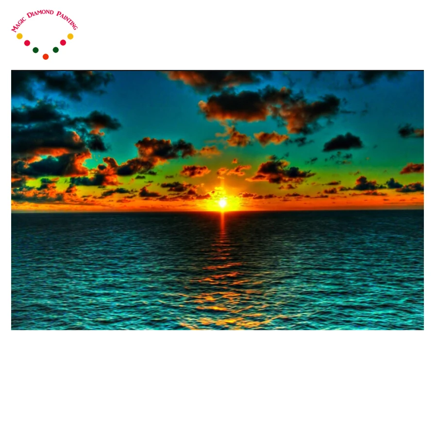 DIY море Восход картина вышитая бисером Алмазная вышивка пластиковые производит