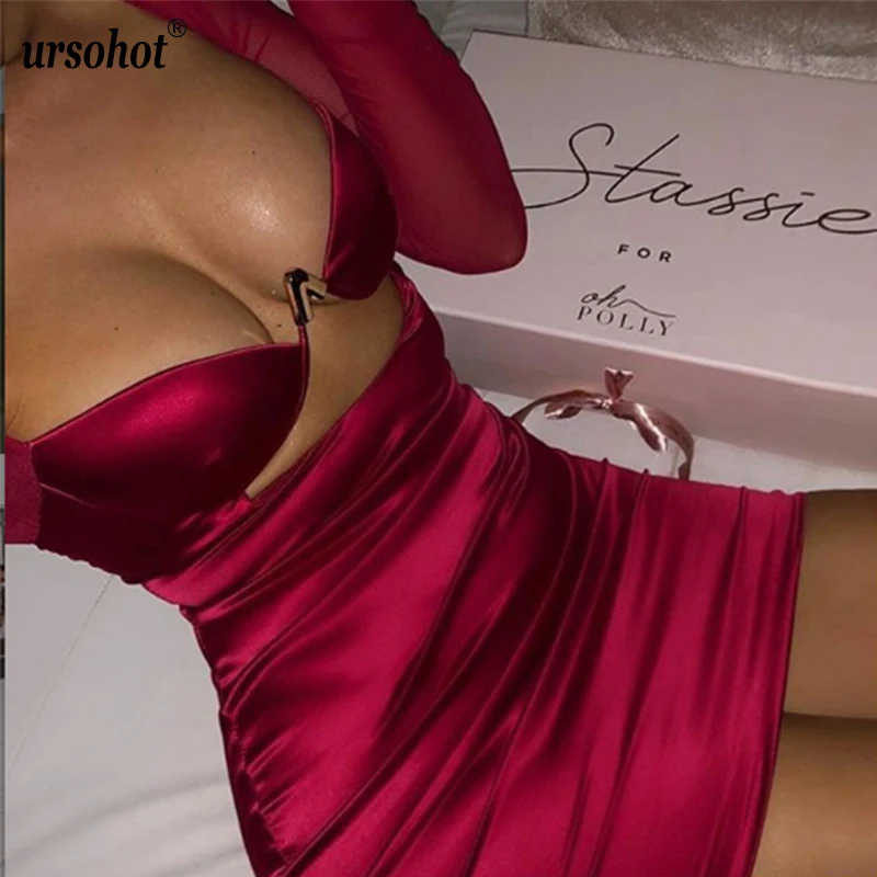 Ursohot/Сетчатое мини платье в стиле пэчворк с длинными рукавами открытый