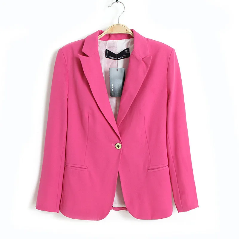 Women OL Candy Blazer Slim Single Button Fasshion Casual Bright Color Coat Summer Spring Thin Female Jacket Пиджакпальто женскоеженские курткикуртки женские осень
