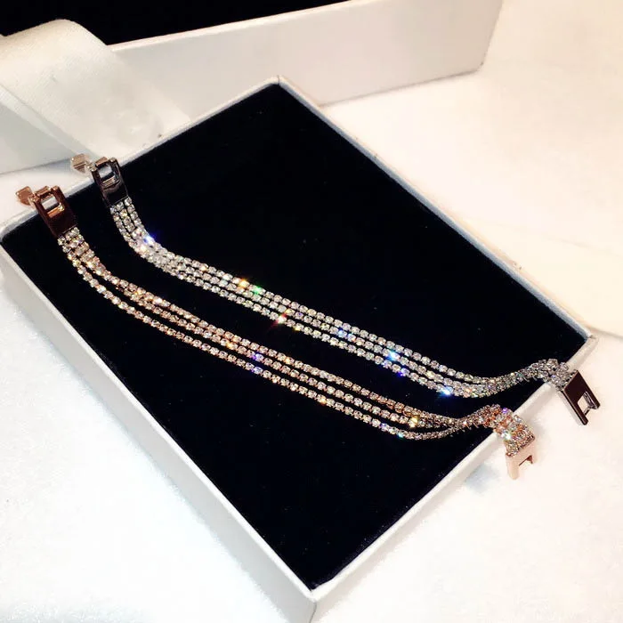 Full Rhinestone Bracelets For Women Bijoux Gold-color Chain New Fashion Jewelry Fine Gift | Украшения и аксессуары