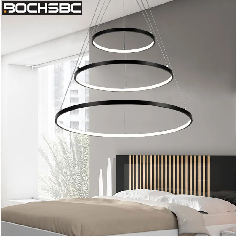 

BOCHSBC Art Deco Rings Pendant Lights for Dining Room Bedroom Living Room PVC and Metal Led Lamp Lighting Fixtures Hanging Lamps