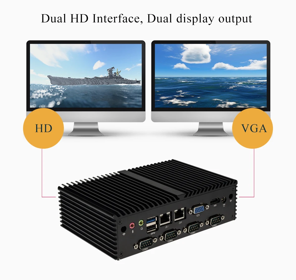 Kasung мини ПК K190X 7 RS232 VGA Dual Lan 8 USB Celeron J1900 четырехъядерный безвентиляторный X86 POS киоск IPC компьютер