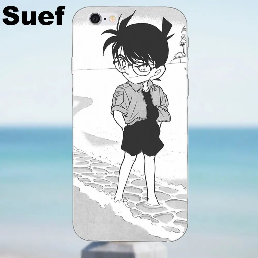 Мягкий телефон Capa детектив Conan edogawa для iPhone X 4 4S 5 5S 5C SE 6 6S 7 8 Plus Samsung Galaxy J1 J3 J5 J7 A3 A5 2016