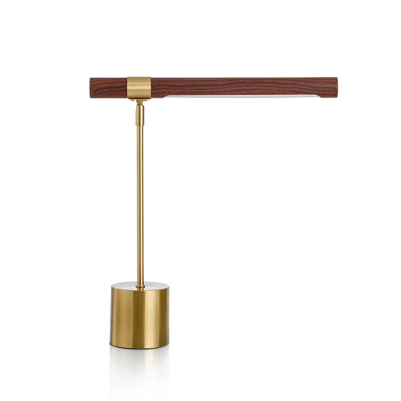 

Post-modern light luxury LED reading lamps electroplated copper wood pattern model room study bedside lamp