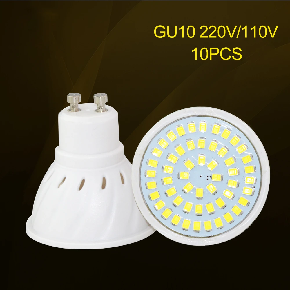 Светодиодная лампа GU10 220 В 110 4 Вт 6 8 36 54 72 SMD2835 10 шт. светодиодная для внутреннего