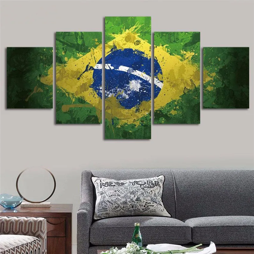 2017 Горячая Распродажа Бразилия национальный флаг холст живопись HD настенный