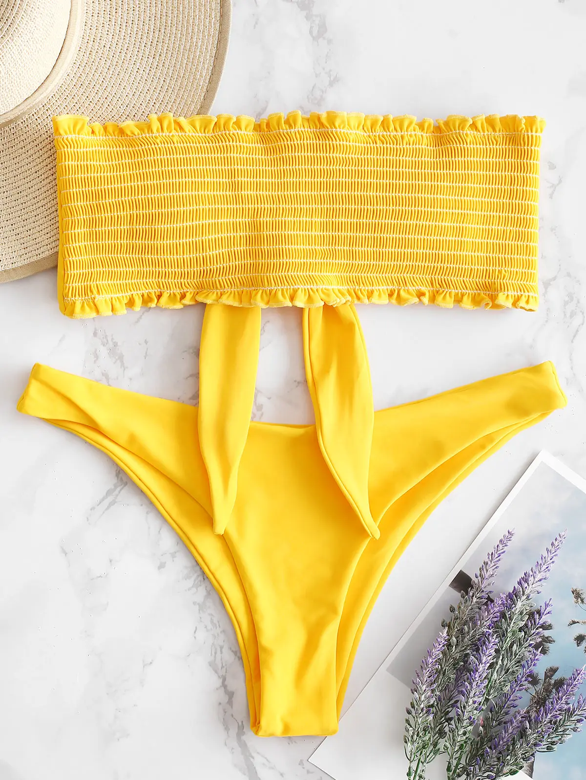 ZAFUL Бикини Shirred Узел Frilled Повязка Бикини Комплект Провода Свободные Мягкие Оборки Купальник с Низкой Талией Купальный Костюм Женщины Купальники