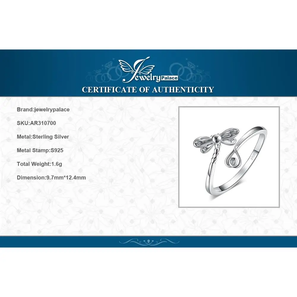 JewelryPalace Стрекоза кубического циркония кольца 925 пробы Серебряные для Для женщин