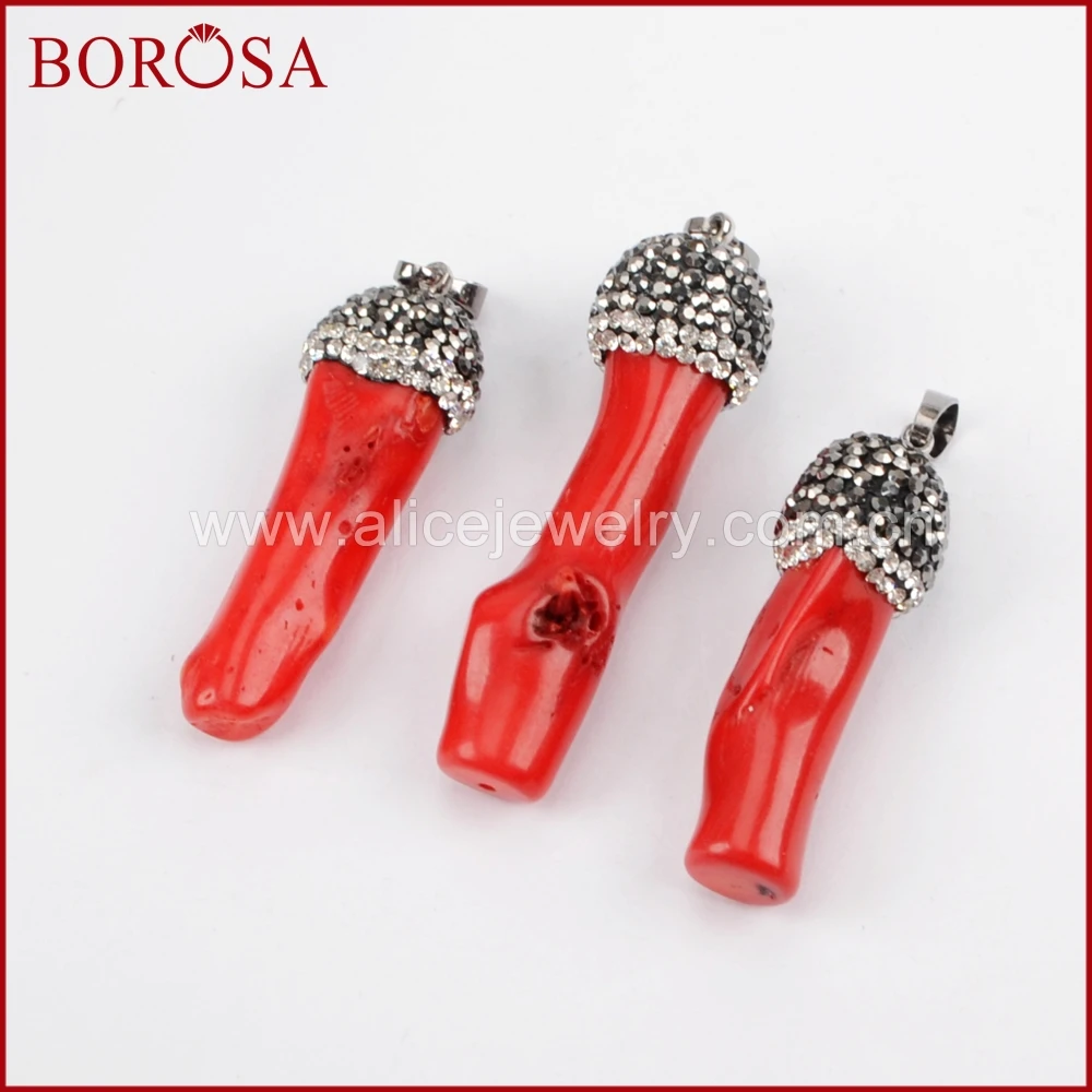 BOROSA Manmade красный коралл очарование Друза кулон из бисера Коралловый каменный