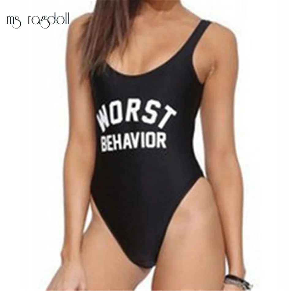 Цельный сексуальный модный пляжный купальник BAE с буквенным принтом треугольный