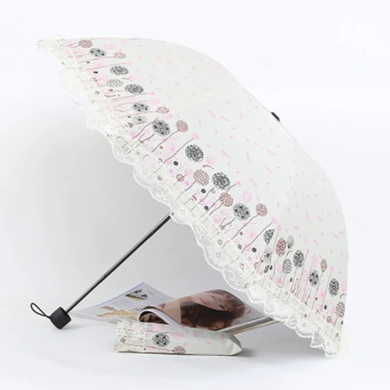 Mi Umbrella, дождь, женские цветы, кружевные зонтики, дети, девочки, зонтик, прозрачный, Unbrella, корпорация, подарки, мужские части, двойной слой, защита от солнца, УФ - Цвет: White Dandelion