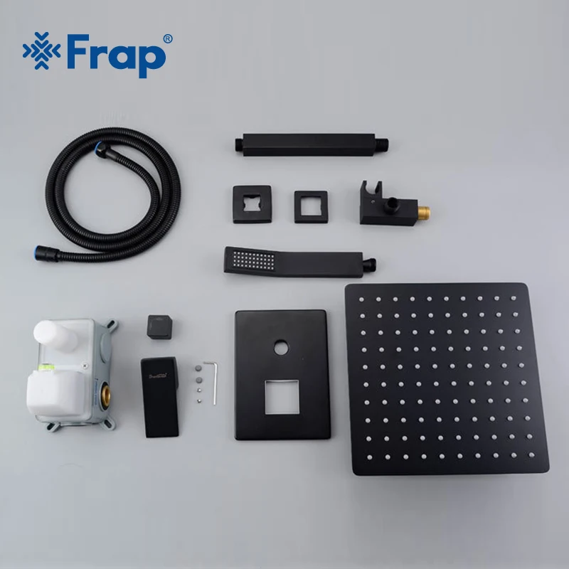 

FRAP Wall bathroom shower faucet brass set black rainfall shower mixer tap chrome bathtub faucet waterfall Bath ShowerY24018/19