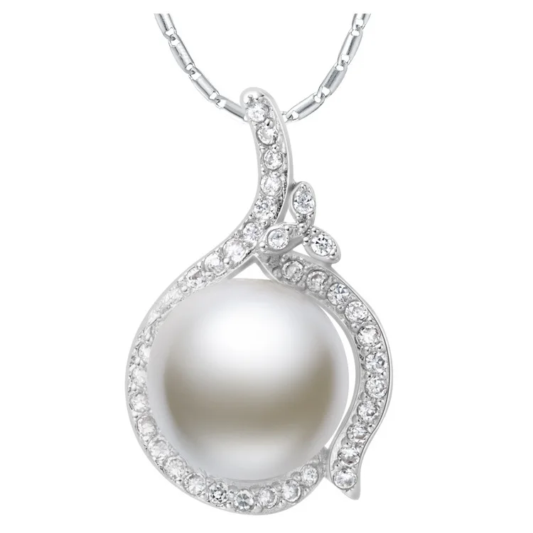 Foreign trade jewelry silver 925 sterling pearl pendant necklace diamond style popular in Europe and Americ | Украшения и