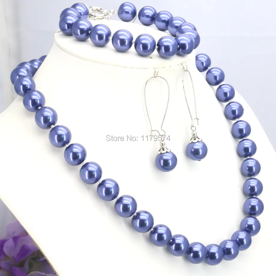 10 мм украшения светло-голубые стеклянные жемчужные бусины ожерелье браслет