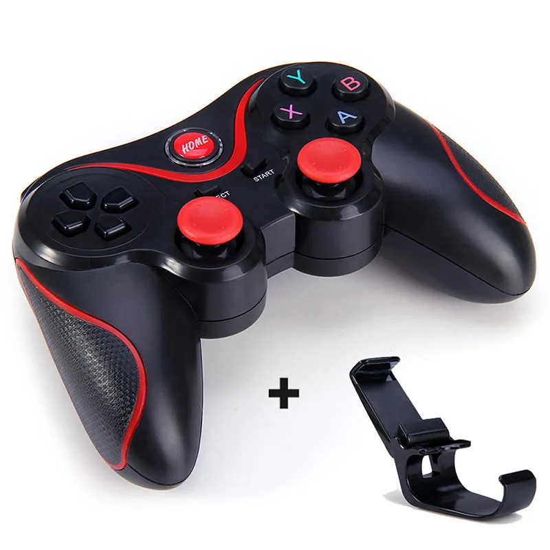 Black with holder Игровой контроллер T3, беспроводной джойстик, Bluetooth 3,0, Android, геймпад, игровой пульт дистанционного управления для ПК, планшета, Xiaomi, huawei, смартфона - Цвет: Black with holder