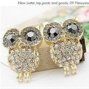 Free Shipping Wholesale Fashion Jewelry Elegant Rhinestone Owl Stud Earrings | Украшения и аксессуары