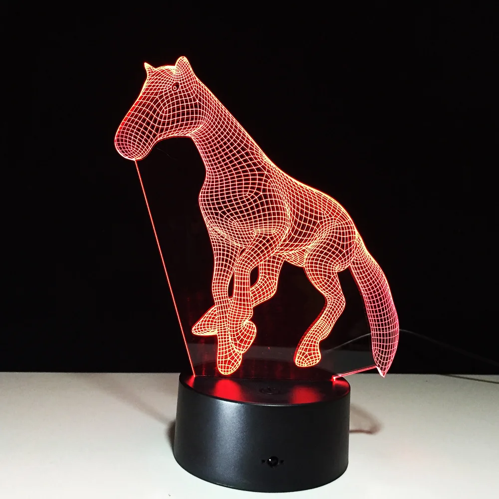 Новинка года лошадь 3d огни красочные дистанционные сенсорные светодиодные настольные лампы Ночник Powerbank Новинка 3d светодиодные настольные лампы