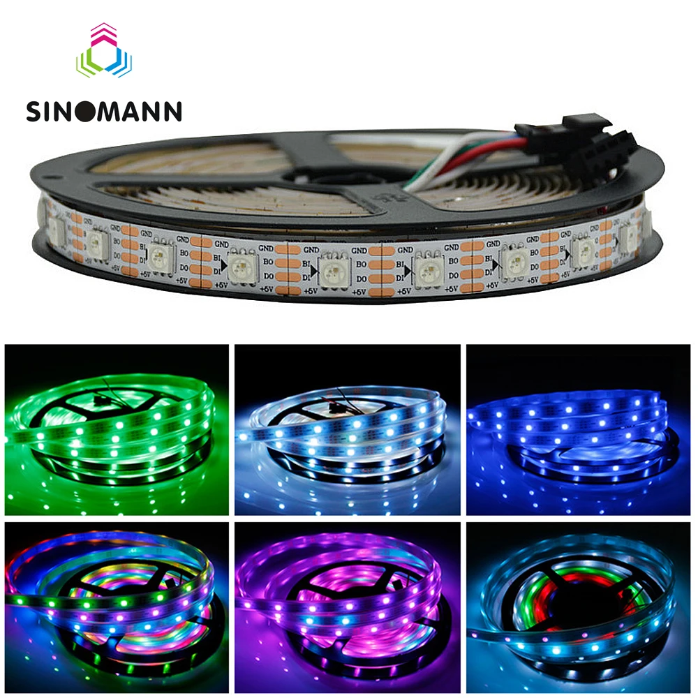 WS2813 LED пикселей газа 1 м/2 м/5 м двойной сигнала 30/60/144 пикселей/светодиодов/м WS2812B
