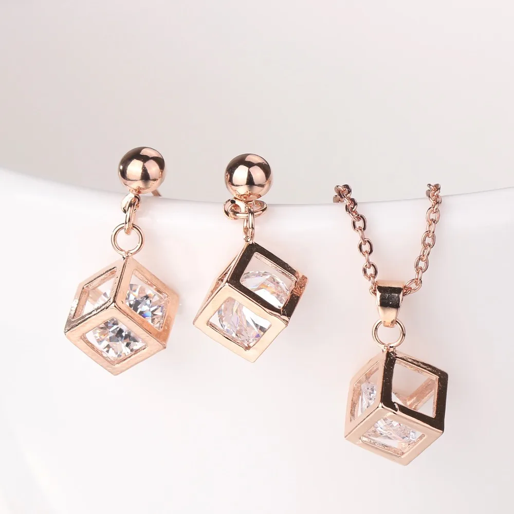 2016 Классические женские наборы свадебных ювелирных изделий с белым кубическим