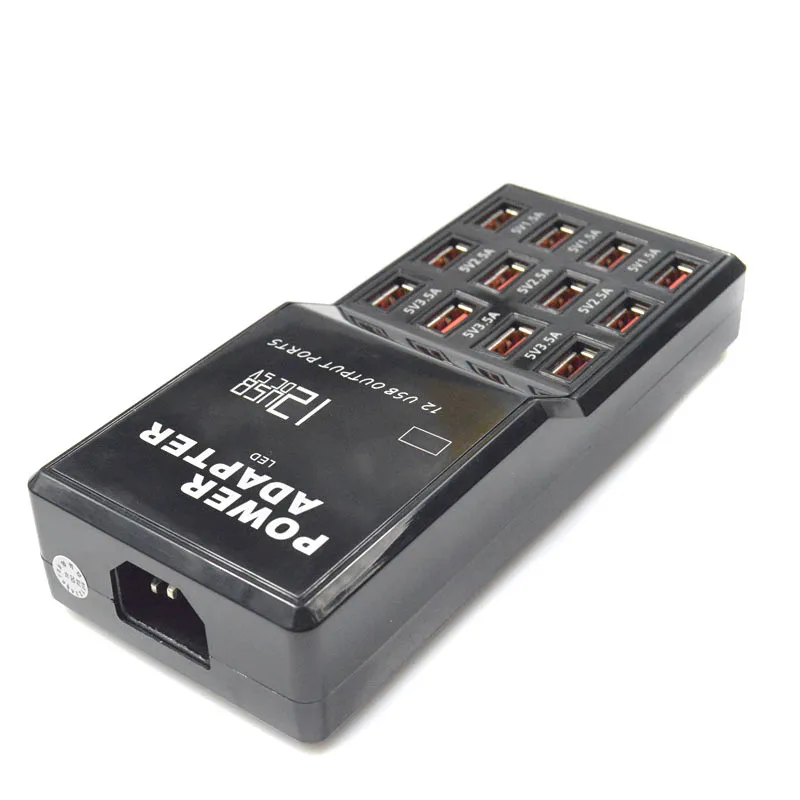 Новый адаптер питания EU/us вилки 5 В 12A Максимальная выходная 3.5A 12 портов USB разъем